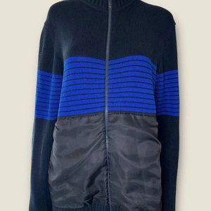Armani Exchange Men Sweater-Cardigan Large/G Black Blue Full Zip Stretch Cotton
